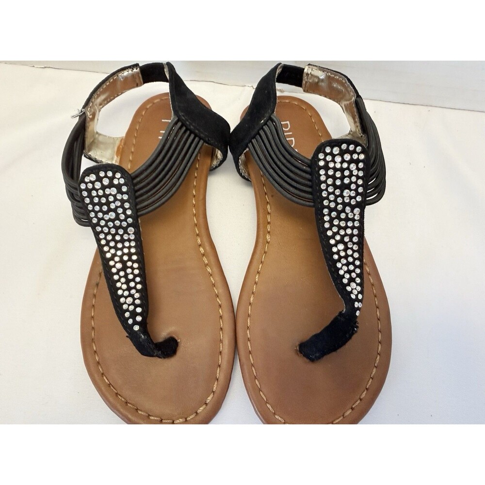 Piper Black Gem Rhinestone Dressy Sandals Summer Beach Pool Shoes SZ 9